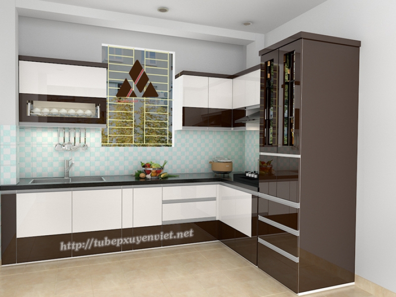 Tủ bếp đẹp cải tạo khung bê tông nhà chú Lâm - Trung Kính