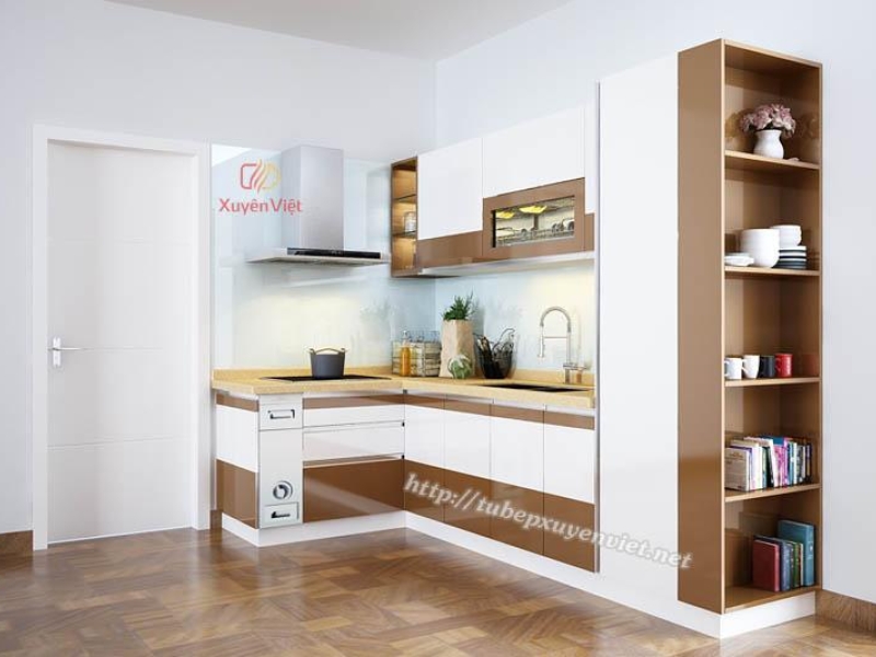 Kiểu tủ bếp đẹp có kết hợp kệ sách XV195