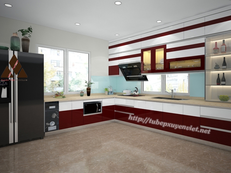 Tủ bếp đẹp chữ L thay thế tủ gỗ nhà anh Toàn XV25716