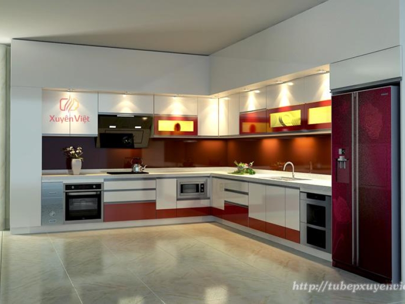 Tủ bếp đẹp chữ L nhà chị Hoa - Hải Dương XV150