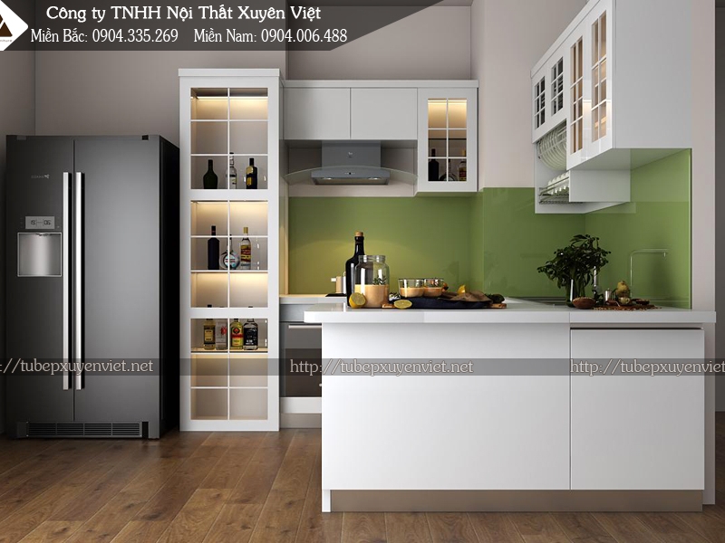 Tủ bếp đẹp màu trắng thay tủ gỗ nhà chị Lương - Quận 7, HCM