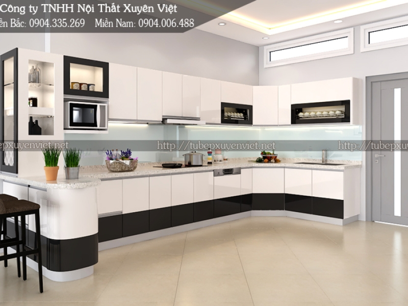Tủ bếp hiện đại thay thế tủ gỗ nhà chị Tuyết - Tô Vĩnh Diện, Hà Nội