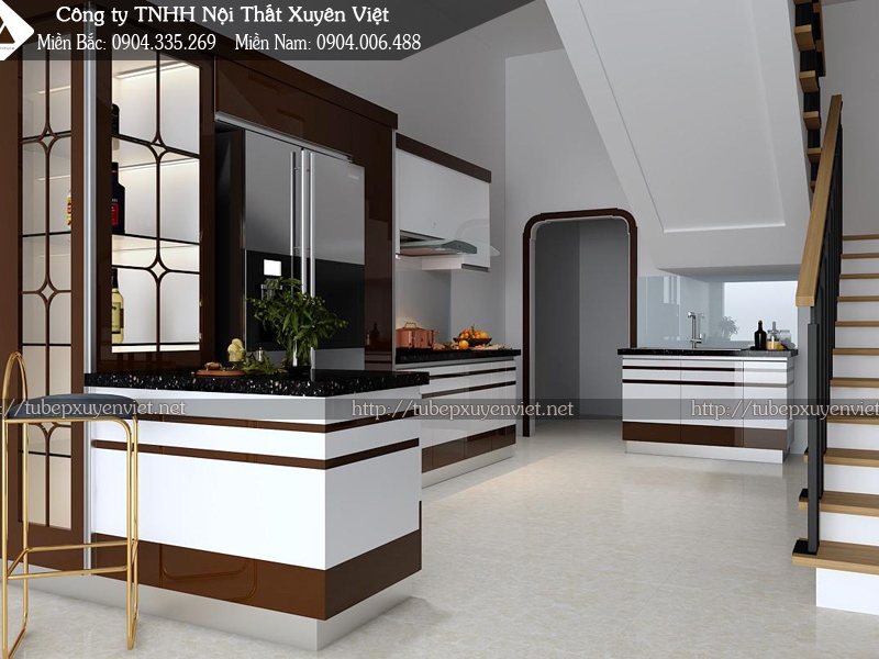 Tủ bếp hiện đại & kệ trang trí nhà chị Thu - Vũng Tàu