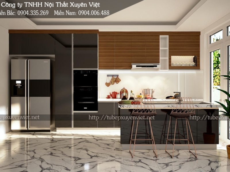 TỦ BẾP NHỰA ACRYLIC VÀ LAMINATE NHÀ ANH TÂN - Q12, HCM