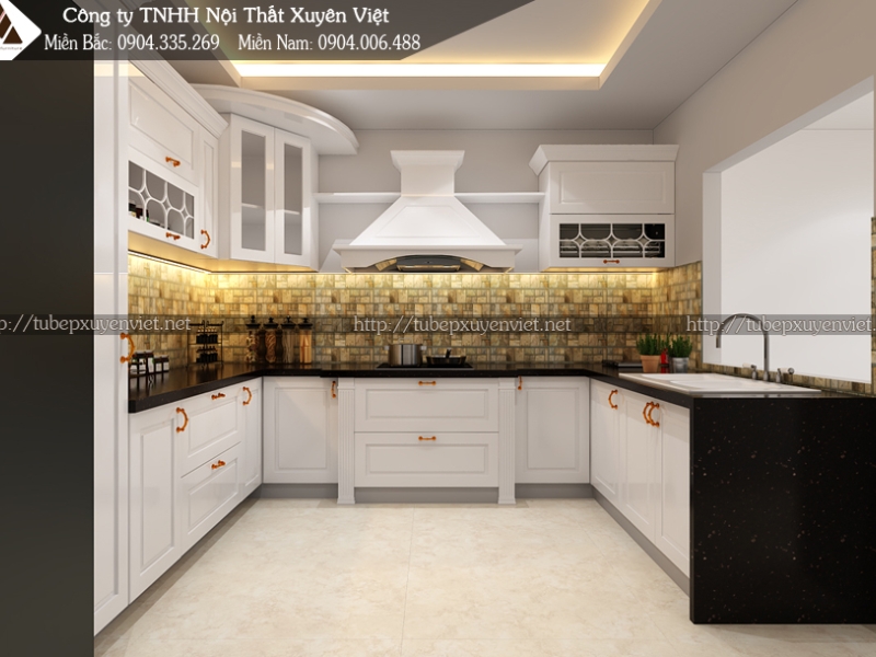Bộ tủ bếp nhựa tân cổ điển và tủ quần áo nhà anh Hải - Him Lam, HCM