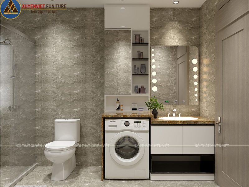Tủ chậu lavabo hiện đại kết hợp máy giặt XVL840