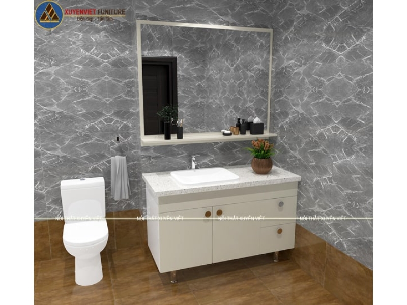 Mẫu tủ chậu rửa mặt lavabo nhựa XVL782 combo 6 bộ