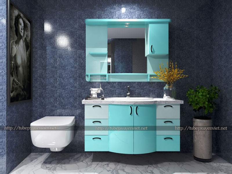 TỦ LAVABO ĐẸP ĐỘC ĐÁO XVL708 MÀU XANH PASTEL