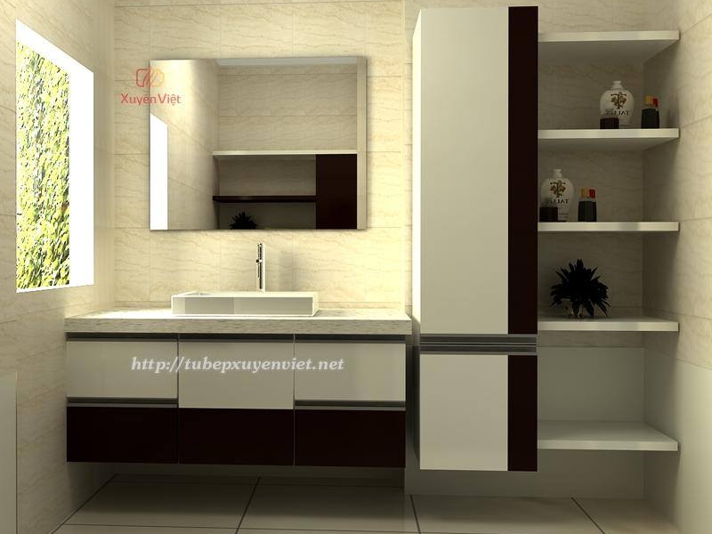 MẪU TỦ LAVABO CÓ HỆ TỦ VÀ KỆ ĐỒ HIỆN ĐẠI XVL508