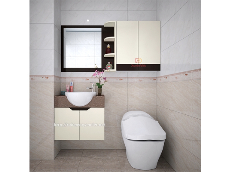 MẪU TỦ LAVABO CÓ TỦ ĐỒ XVL538