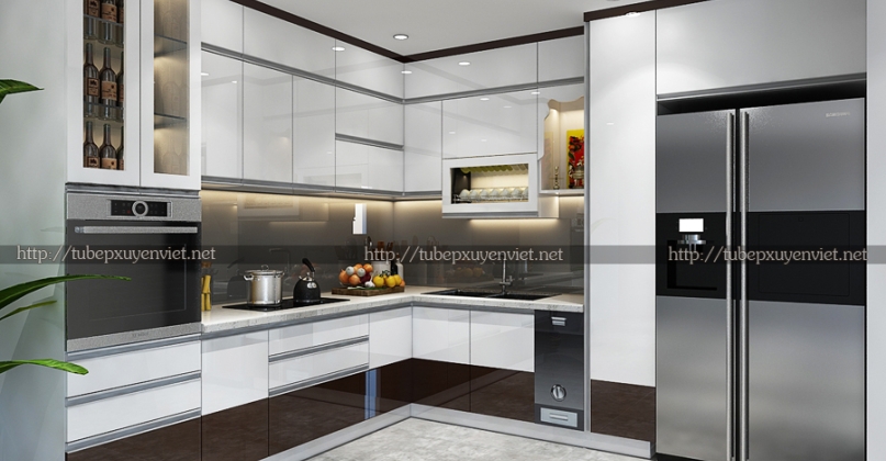 Bộ tủ bếp và tủ lavabo nhựa hiện đại nhà chị Toàn - Gò Vấp, TP HCM