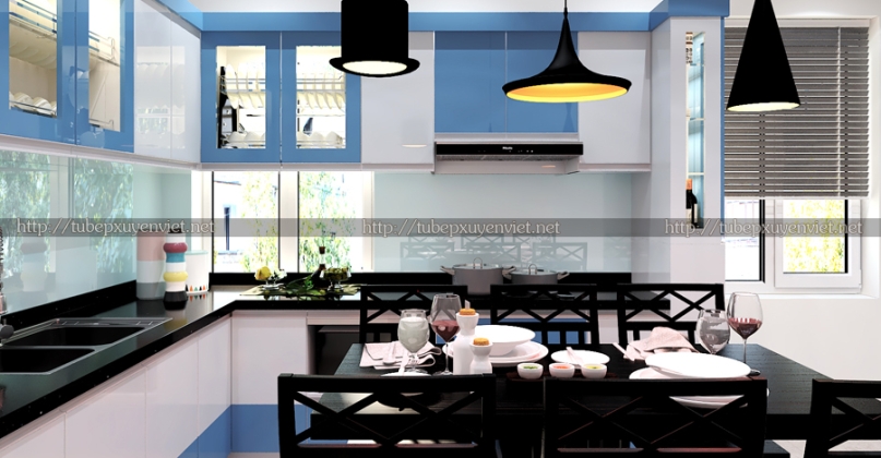 Mẫu tủ bếp đẹp chữ L nhà anh Việt - Mộc Châu, Sơn La