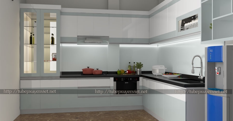 Tủ bếp hiện đại thay tủ nhôm kính nhà anh Ninh - Tân Bình, HCM