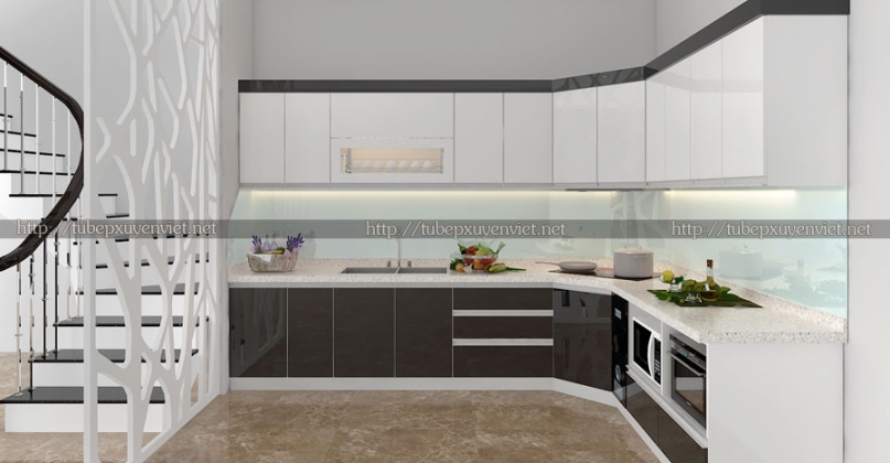 Mẫu tủ bếp hiện đại nhà chị Liên - Ngô Gia Tự, Hà Nội