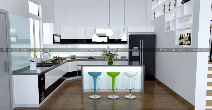 Mẫu tủ bếp nhựa theo phong thủy nhà anh Thiện - Vinhomes Hải Phòng