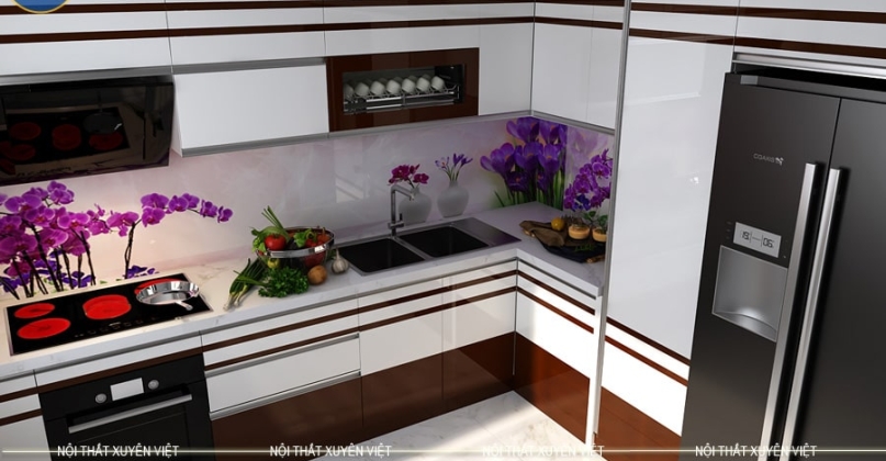 THI CÔNG TỦ BẾP NHỰA LINE 2 MÀU NHÀ ANH NGHĨA - ƯỚC LỆ, HÀ NỘI