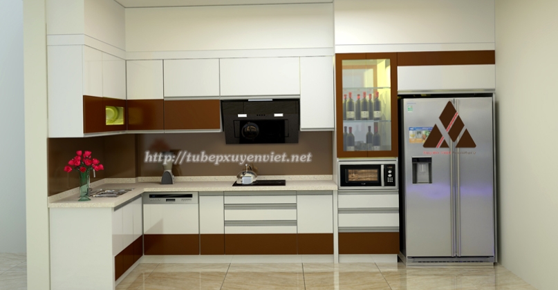 Mẫu bếp đẹp có tủ rượu nhà chị Ngoc - An Đà XV29216
