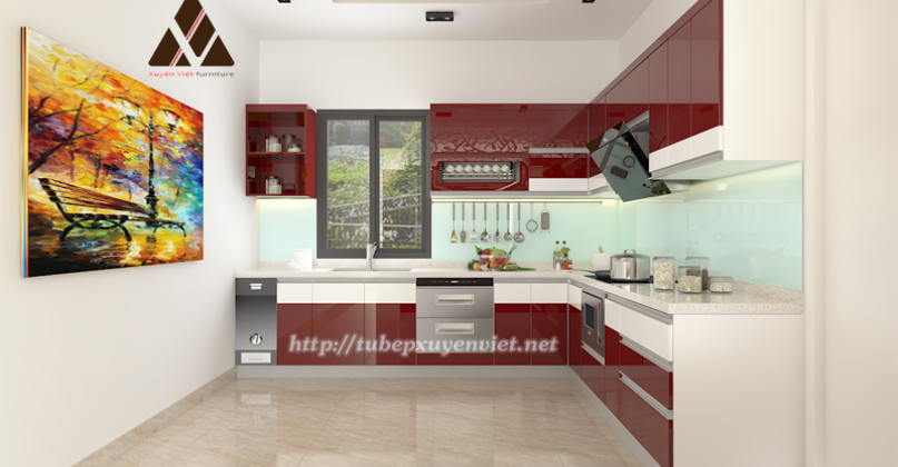 Mẫu tủ bếp nhựa nhà anh Toản - Quảng Ninh XV32016
