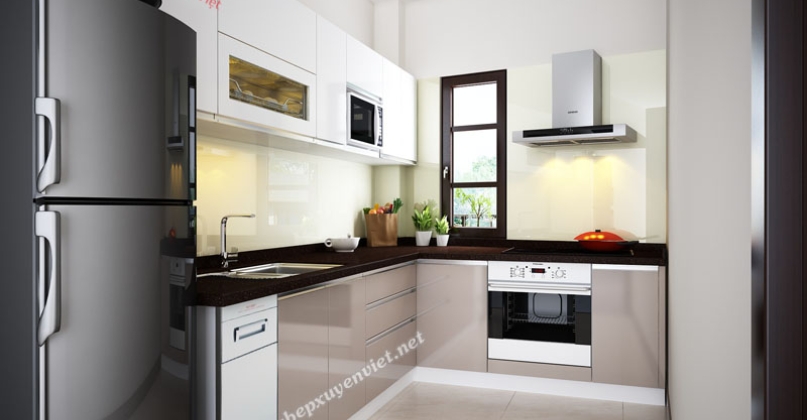 Tủ bếp đẹp cho nhà nhỏ hẹp chị Trang - Võ Chí Công XV208