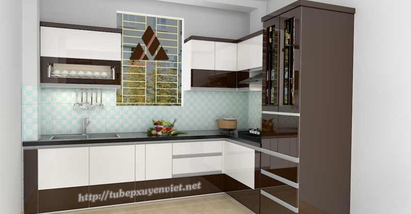 Tủ bếp đẹp cải tạo khung bê tông nhà chú Lâm - Trung Kính