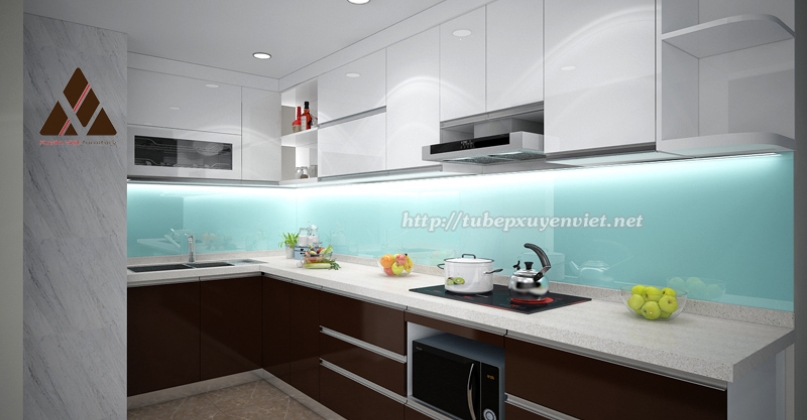 Tủ bếp đẹp chữ L nhà anh Đạt - Hoàng Hoa Thám XV25816