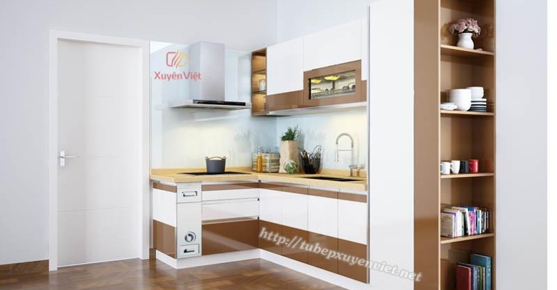 Kiểu tủ bếp đẹp có kết hợp kệ sách XV195