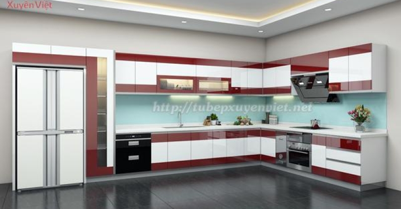 TỦ BẾP ĐẸP CHỮ L HIỆN ĐẠI XV046