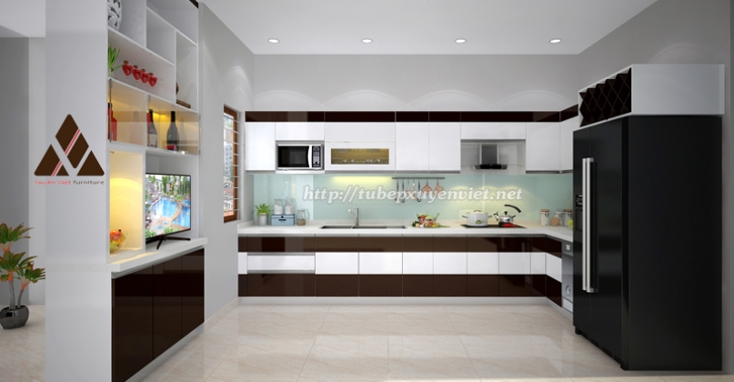 Tủ bếp đẹp có tủ rượu nhà anh Đức - Đông Anh, Hà Nội
