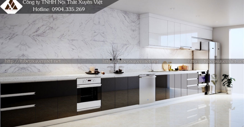 Bộ tủ bếp và tủ lavabo nhựa nhà anh Hoàng - KĐT Gamuda Hà Nội