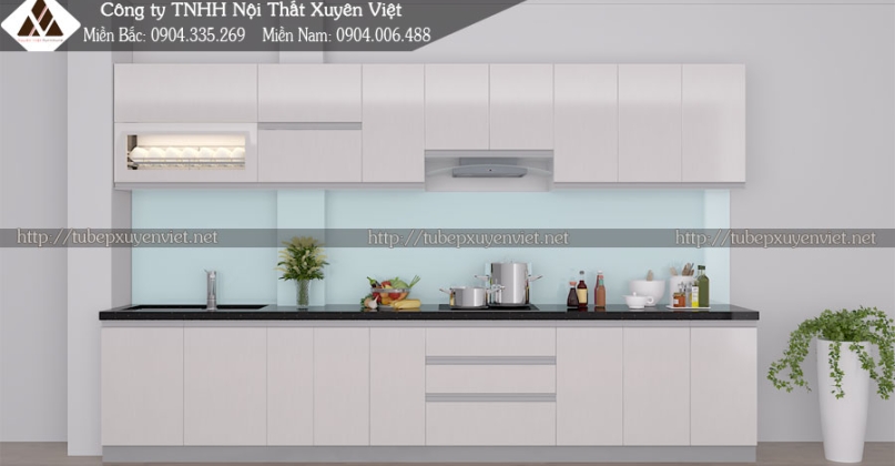 Tủ bếp đẹp màu trắng nhà anh Minh- Quận 5, TP Hồ Chí Minh