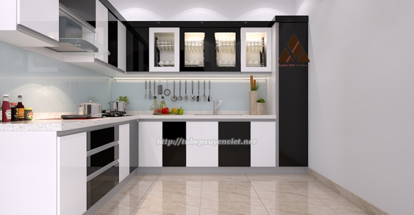 Tủ bếp đẹp thay thế tủ gỗ nhà chị Lan - Quảng Ninh