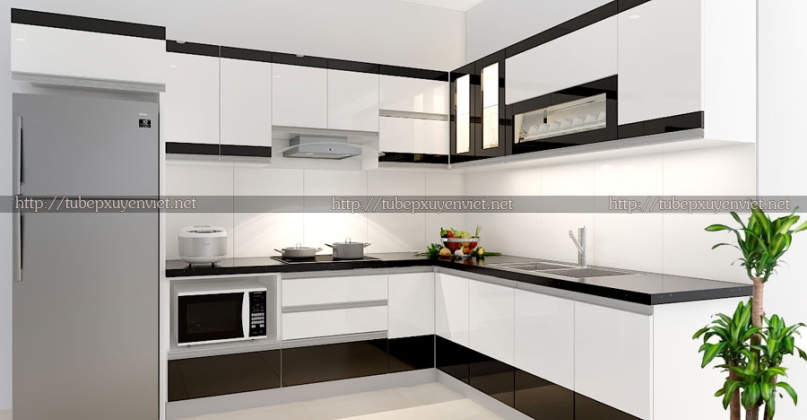 Tủ bếp đẹp đơn giản nhà cô Nguyệt - Phan Hữu Điều, Hải Phòng
