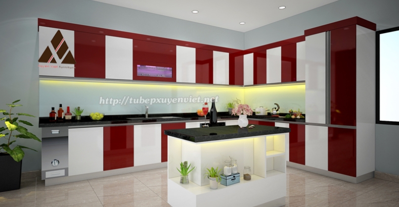 Mẫu tủ bếp nhựa Acrylic nhà anh Duân - Hòn Gai XV24916