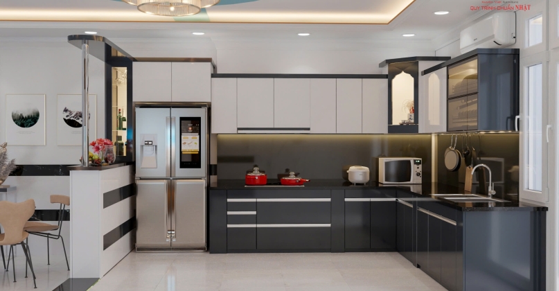 Tủ Bếp Nhựa Phủ Sơn Men Bóng Sang Trọng và Hiện Đại Nhà Chị Mộng - Bình Tân