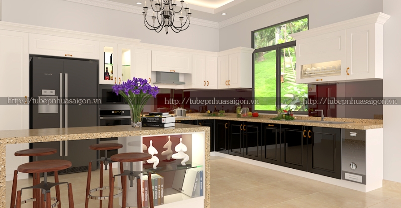 Tủ bếp nhựa giả gỗ nhà anh Hải - Vimhome Hải Phòng