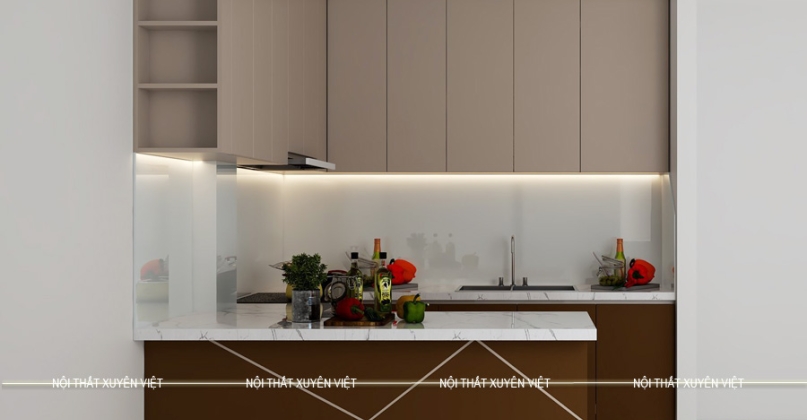 Tủ bếp nhựa laminate nhà cô Hương - Quận 7, HCM
