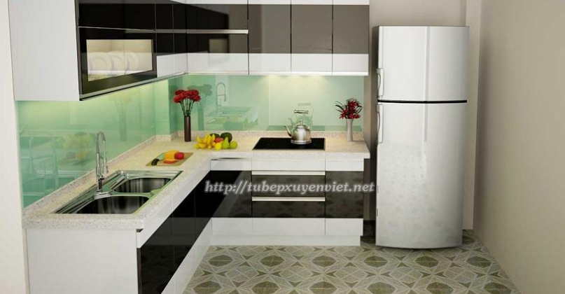 Tủ bếp nhựa pvc nhà chú Lợi - Hà Nội XV169