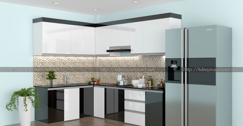Tủ bếp nhựa cho khung gạch nhà chị Hạnh - Bình Tân, TPHCM