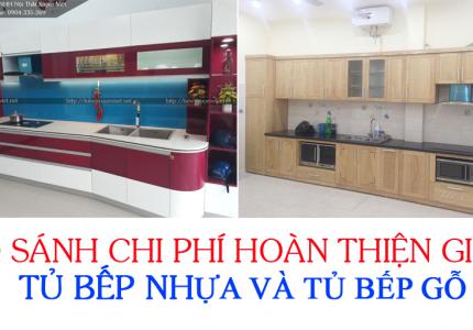 So sánh chi phí hoàn thiện bộ tủ bếp nhựa và tủ bếp gỗ