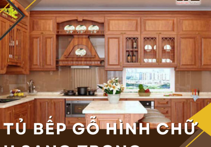 Thiết kế tủ bếp gỗ hình chữ U sang trọng