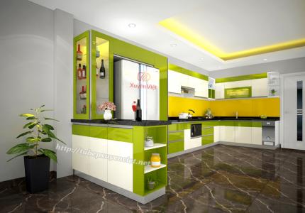 Ý tưởng của căn bếp đẹp với màu xanh lá cây