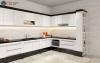 Bộ tủ bếp đẹp chữ L tông đen trắng nhà chị Thu-Hải Phòng