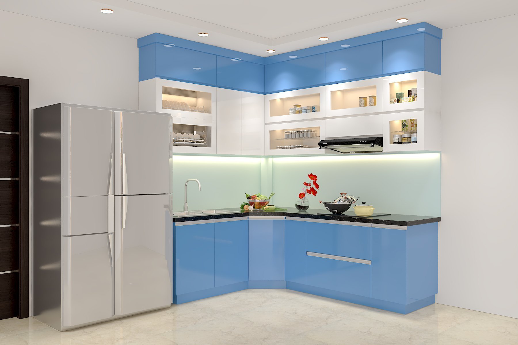 Tủ bếp nhựa hiện đại nhà chị Trang - Quận 12 Tủ bếp nhựa hiện đại nhà chị Trang - Quận 12