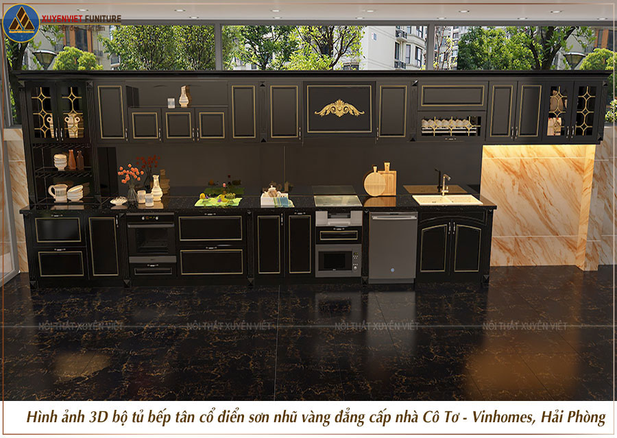 Tủ bếp tân cổ điển đẳng cấp thượng lưu nhà cô Tơ - Hải Phòng