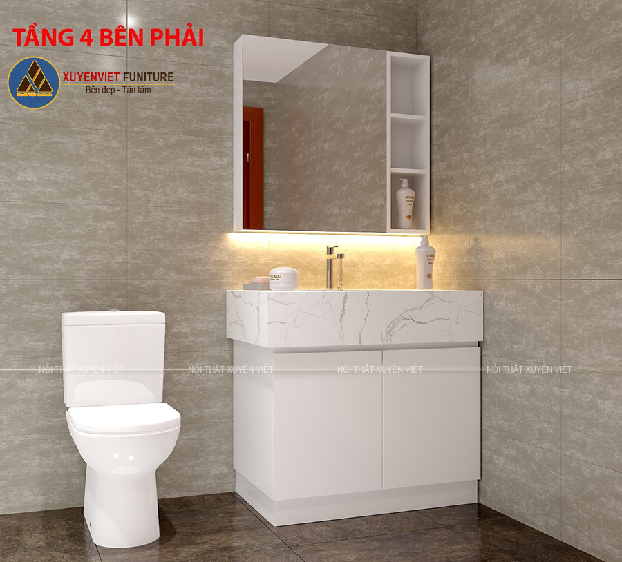 Tủ lavabo chân đứng tông trắng XVL886