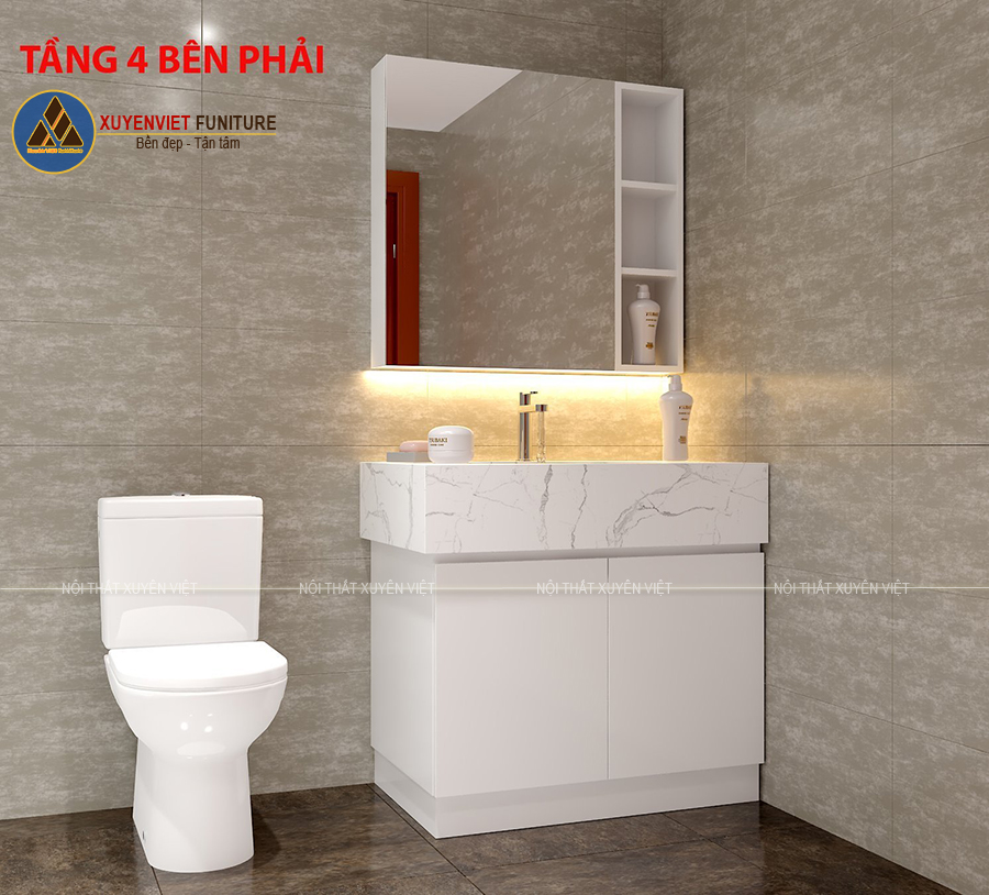 Tủ lavabo chân đứng tông trắng XVL886