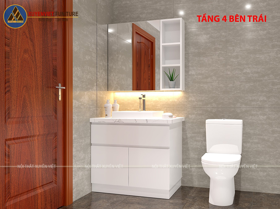 Tủ lavabo chân đứng tông trắng XVL886