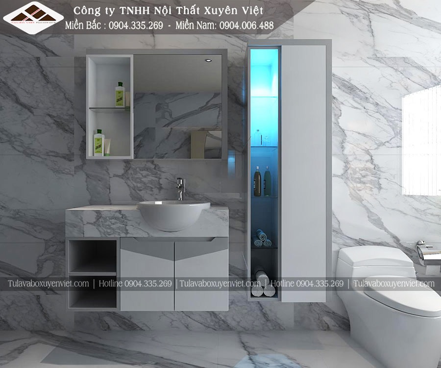 TỦ LAVABO KÈM TỦ ĐỒ TRONG NHÀ TẮM LBK3013