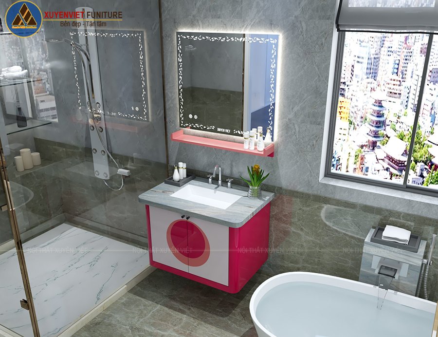 Tủ lavabo XVL851 cho những cô nàng thích sự ngọt ngào