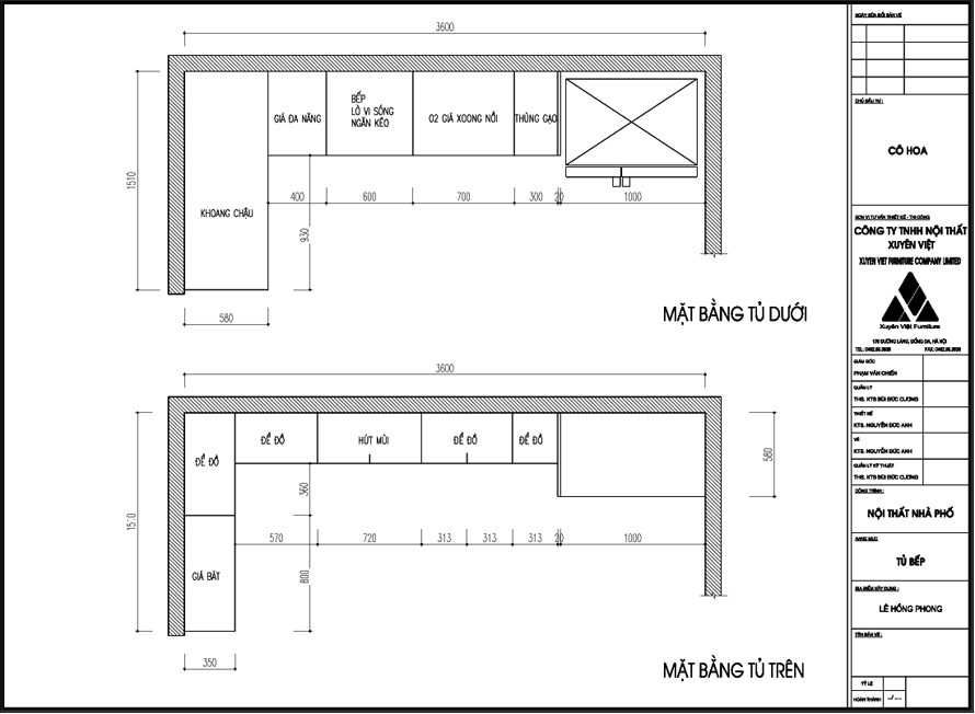 Thiết kế tủ bếp hiện đại nhà cô Hoa - Hải Phòng